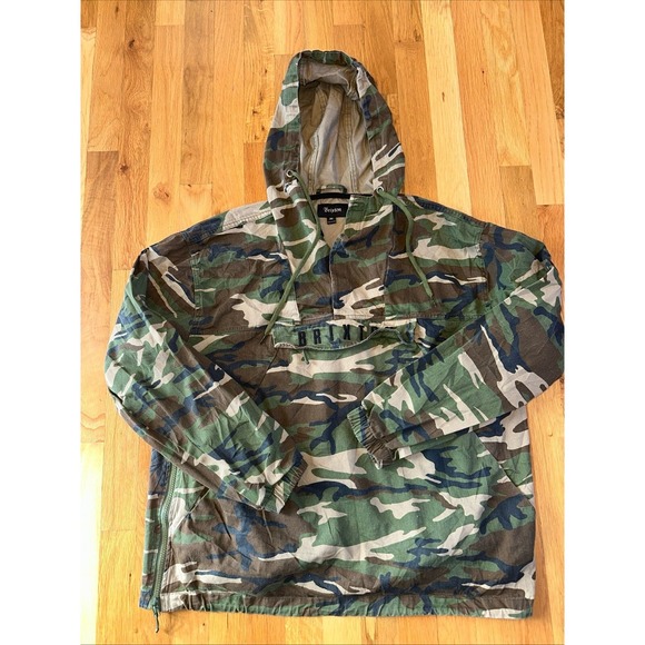 BRIXTON BRETON ANORAK WINDBREAKER JACKET NEW WOODLAND CAMO SIZE: M BRIXTON SUPPL - Picture 1 of 6